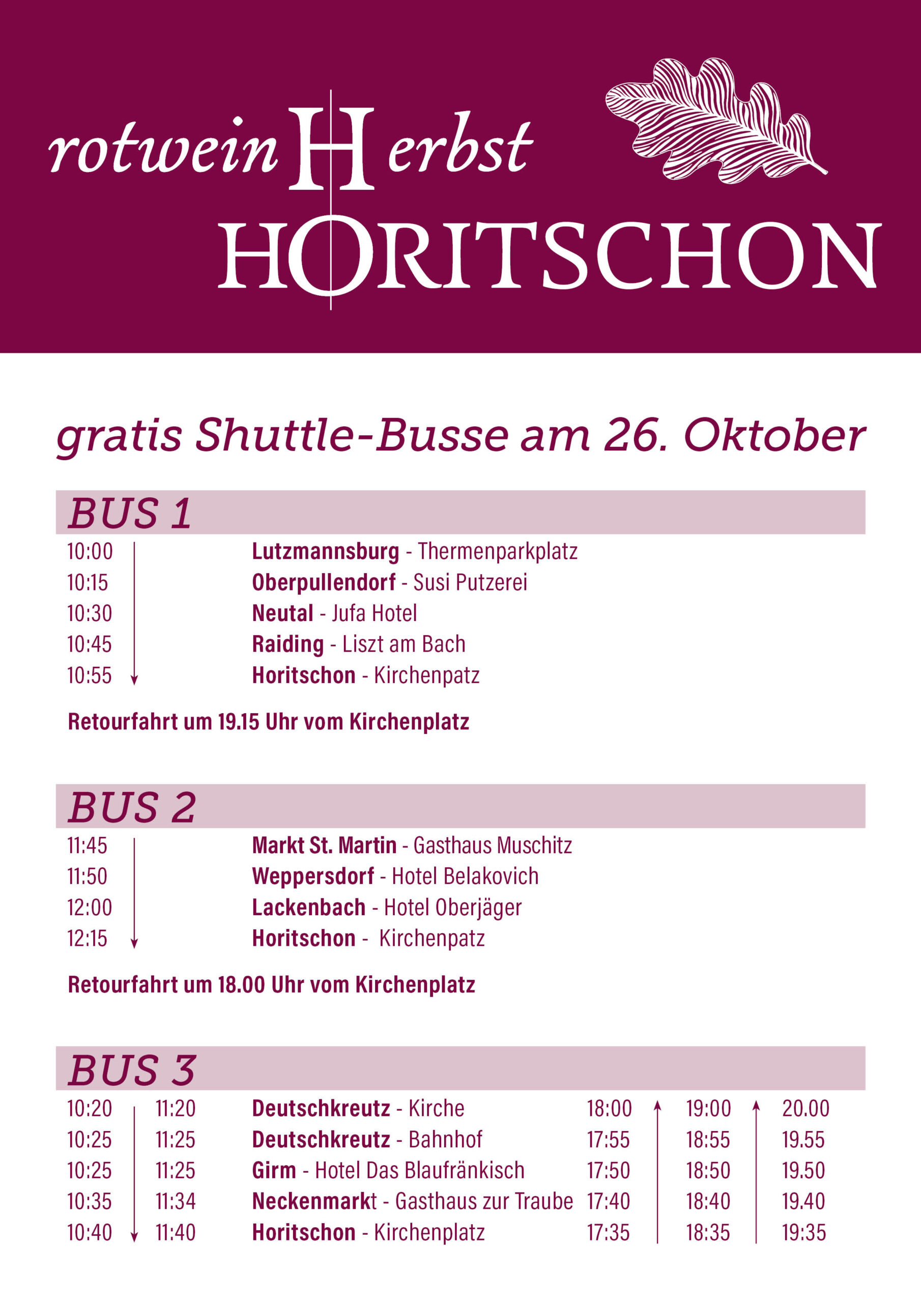 Plakate-Shuttle2024 Shuttle Rotweinherbst 2024