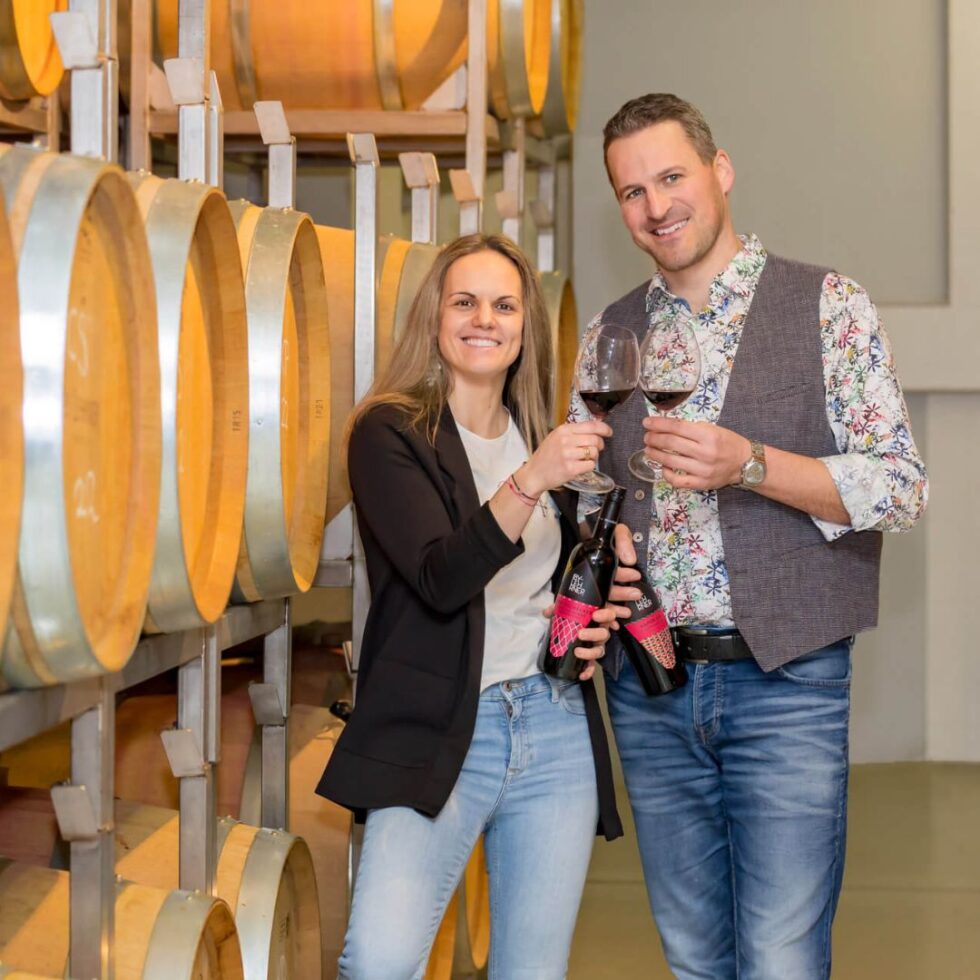 Melanie & Michael Lehrner im Weinkeller