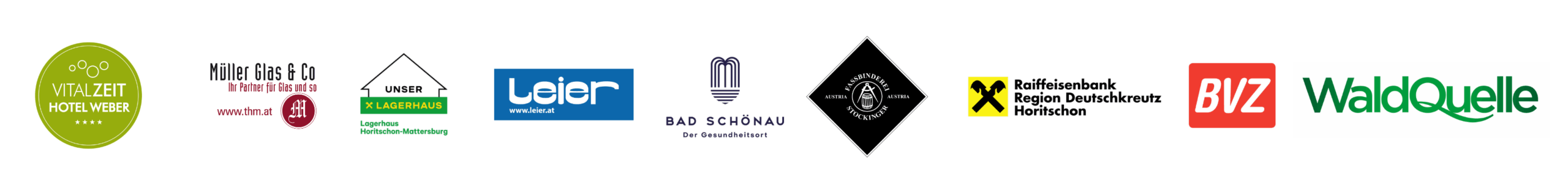 Sponsoren-25-rwo-2 Logos der Sponsoren des rotweinOpening 2025 von Müller Glas, Leier, Fassbinderei Stockinger und Raiffeisenbank