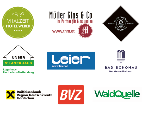 Sponsoren-25-rwo-3 Logos der Sponsoren des rotweinOpening 2025 von Müller Glas, Leier, Fassbinderei Stockinger und Raiffeisenbank